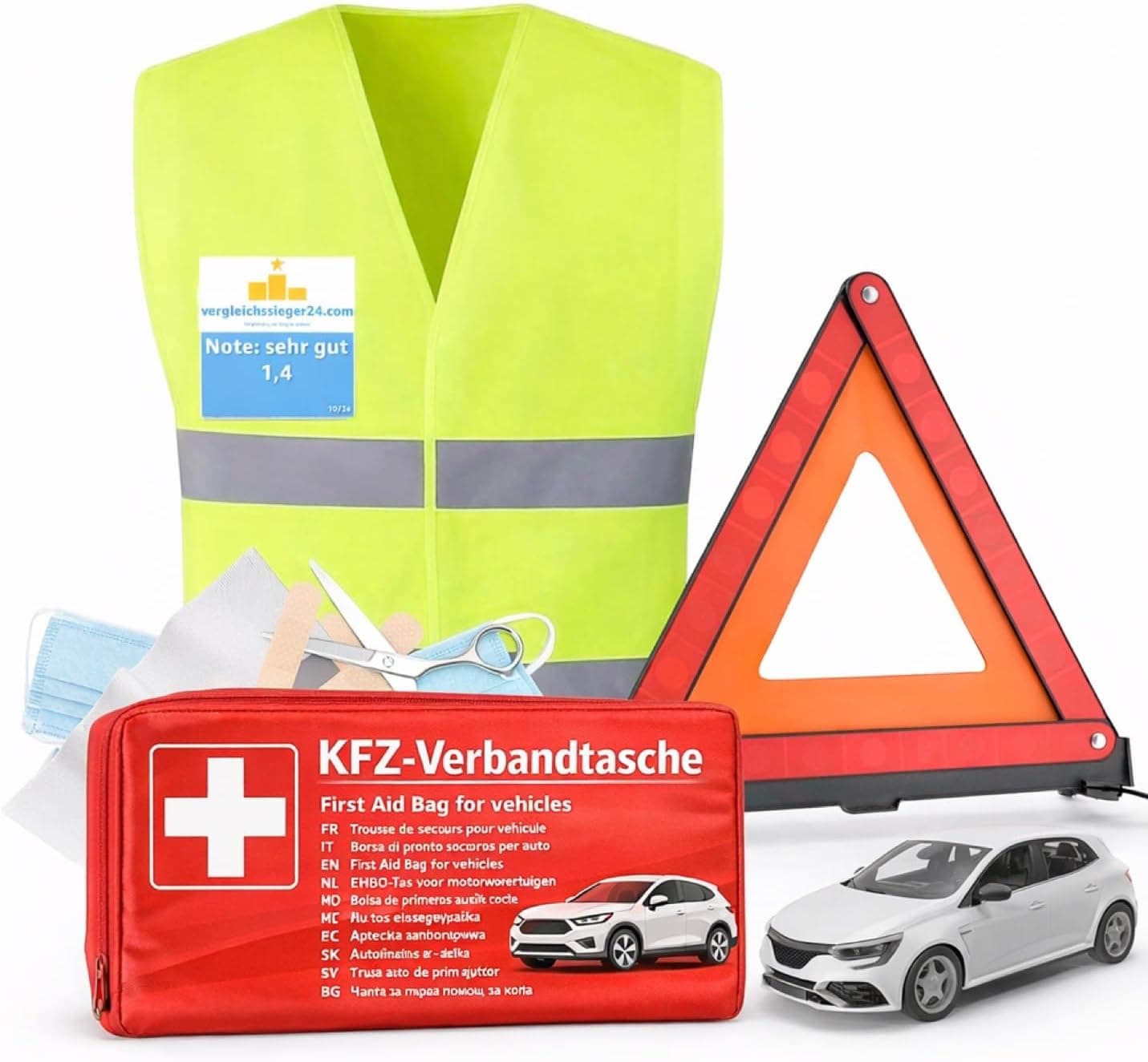 Kit de reparación de averías 3 en 1 para Coche, Probado en 2026, con Accesorios para Coche: botiquín de Primeros Auxilio