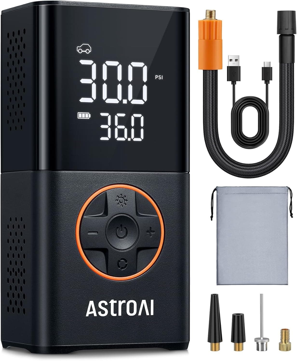 AstroAI Compresor Aire Portátil Coche,150 PSI Inflador Ruedas Coche Inalámbrico, 2 Veces Más Rápido, Pantalla LCD Precis