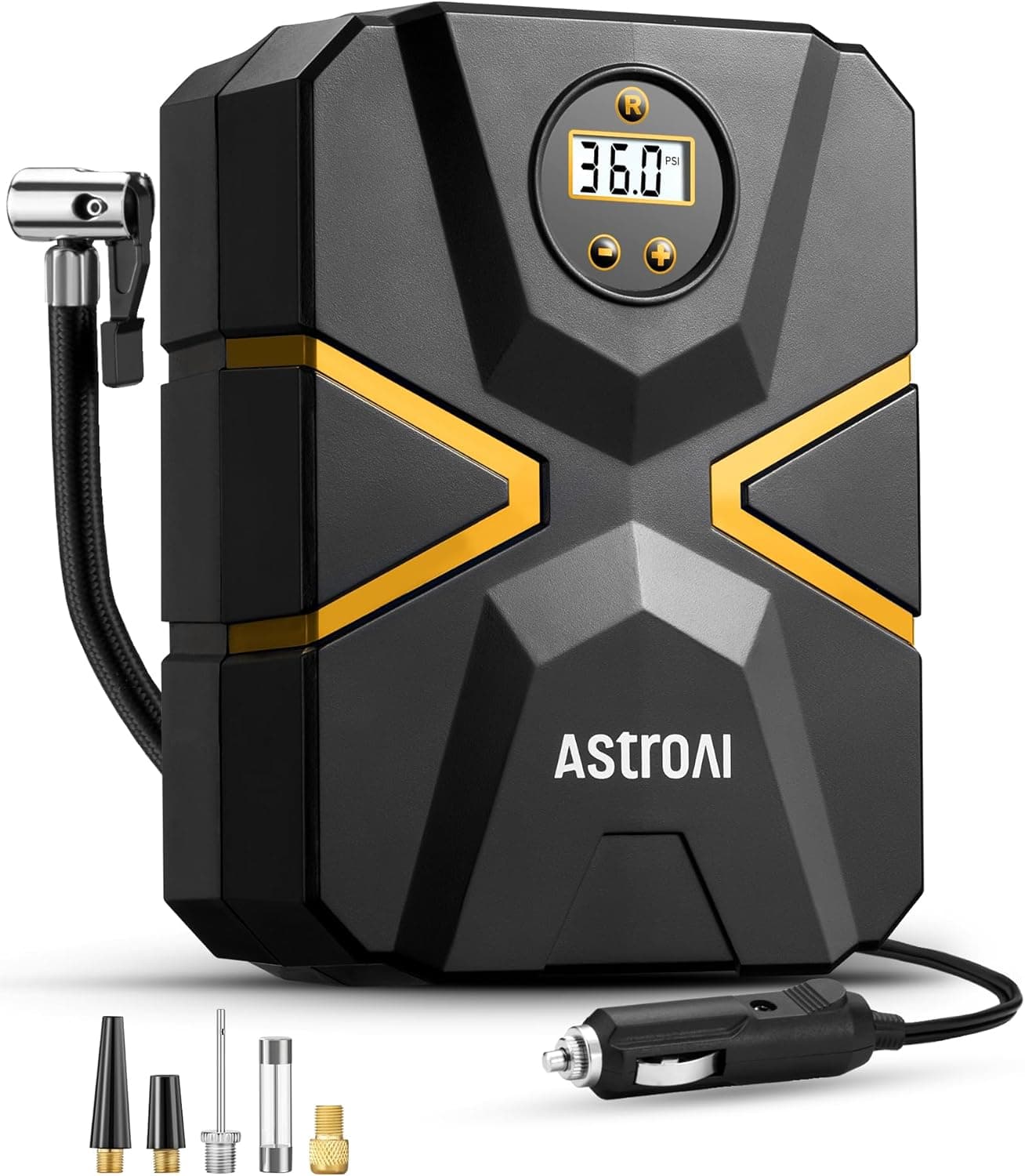 AstroAI Compresor Aire Portátil Inalámbrico, Inflador Ruedas Multiuso, Hinchador Ruedas con Batería Recargable y Luz LED