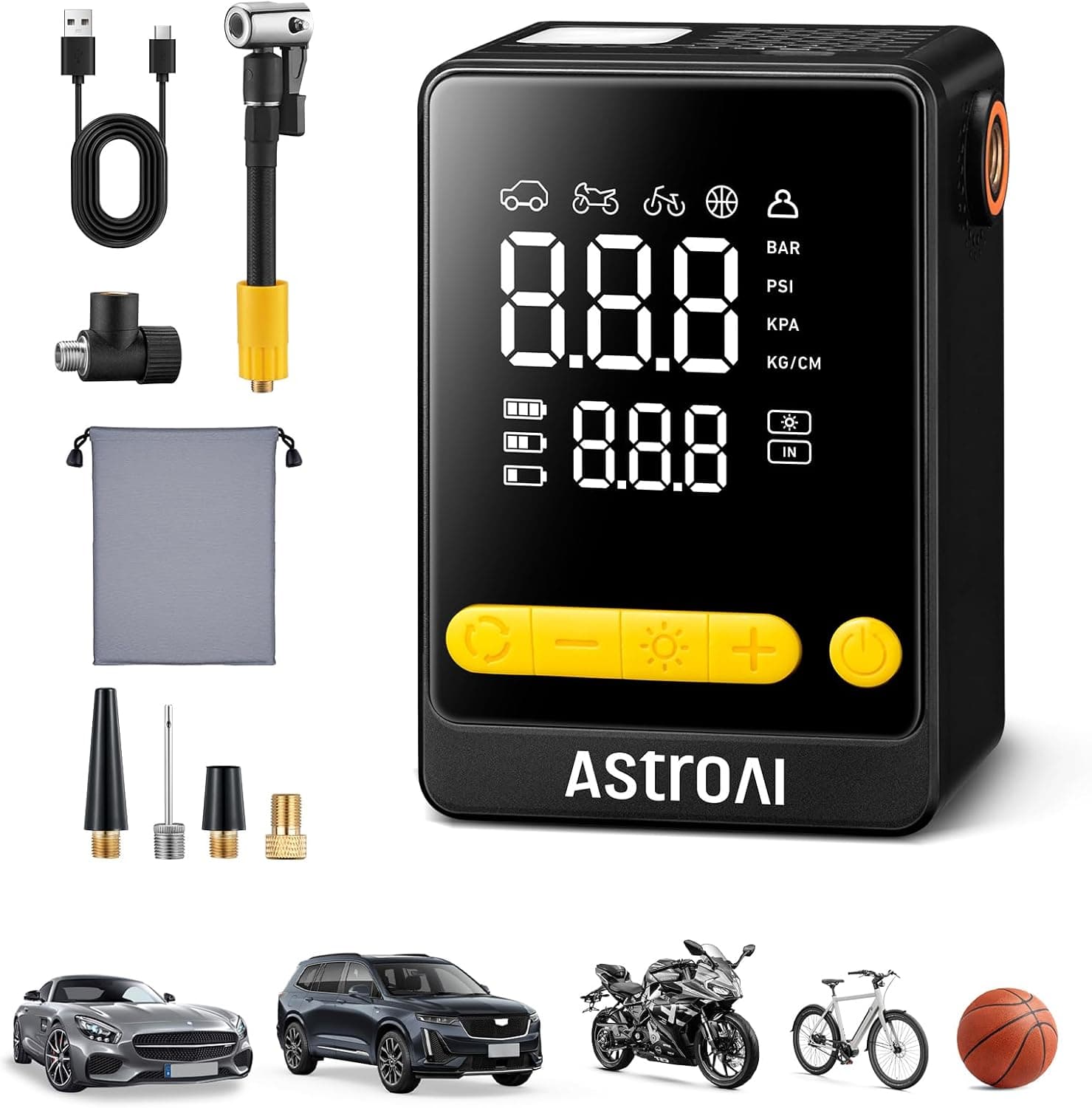 IMAYCC Gato para Coche 2.5T/2500kg Universal con 2 Piezas Bloque de Goma, Kit de Emergencia Portátil con Llave de Tuerca